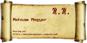 Mehsam Megyer névjegykártya